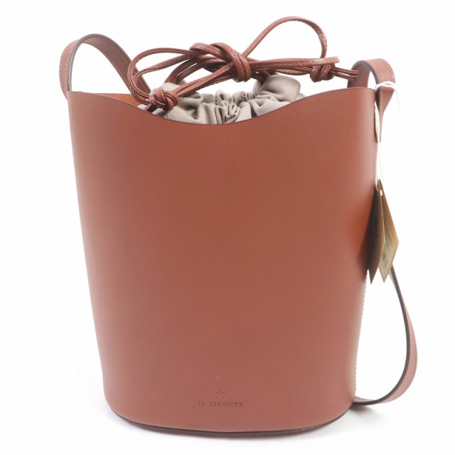 【ドンドン見直し】極美品□IL BISONTE イルビゾンテ ROSETO BUCKET BAG レザー 巾着 バケツ型 ショルダーバッグ ブラウン イタリア製