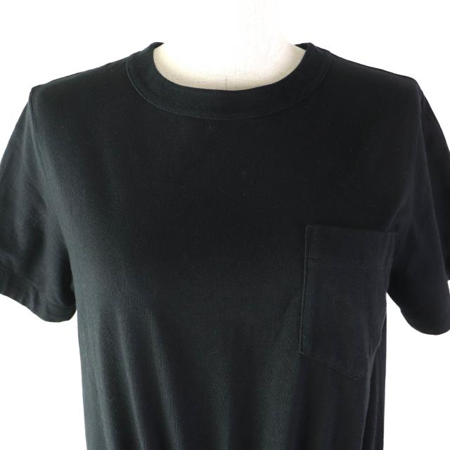 極美△サカイ 2022年製 22-05992 グレンチェック柄 Tシャツ ドッキング マキシ丈 ロングスリット プリーツワンピース 黒 グレー 2 正規品_3
