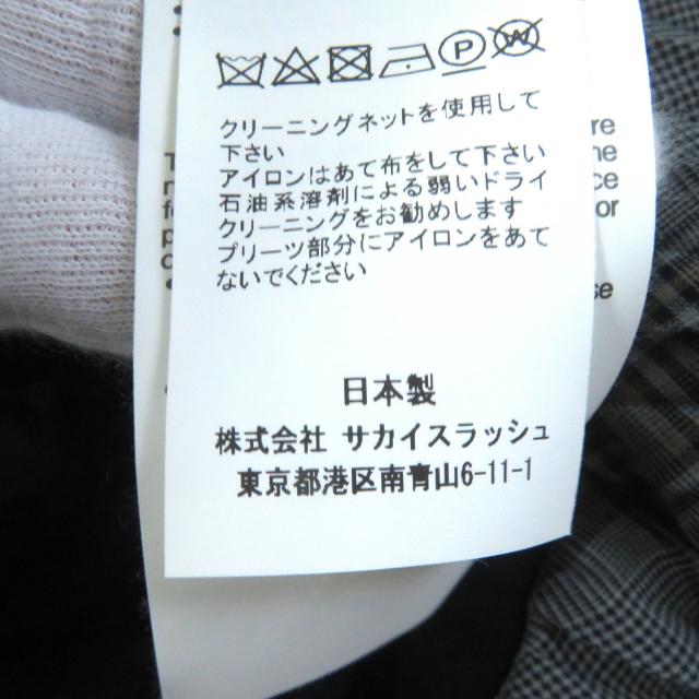 極美△サカイ 2022年製 22-05992 グレンチェック柄 Tシャツ ドッキング マキシ丈 ロングスリット プリーツワンピース 黒 グレー 2 正規品_7