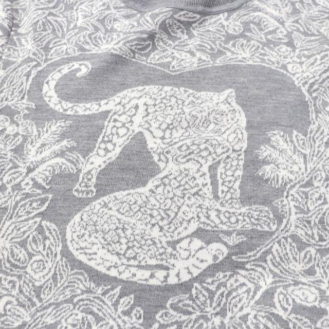 極美品★エルメス 2019年製 カシミヤ シルク混 ジャングルラブ アニマルデザイン ニット ワンピース グレー ホワイト 36 伊製 正規品 極美品☆エルメス 2019年製 カシミヤ シルク混 ジャングルラブ