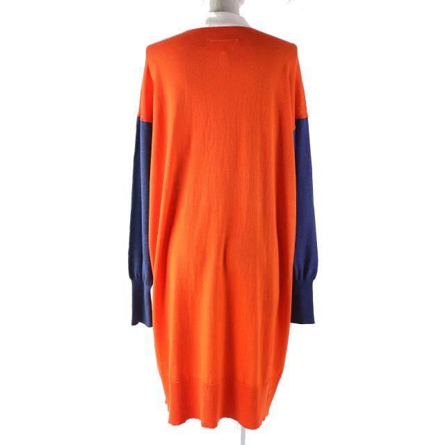 極美品△エムエムシックス メゾンマルジェラ MM6 S52HA0077 コットン 配色デザイン 長袖 ロングカーディガン オレンジ 白 青 M 正規品の通販は