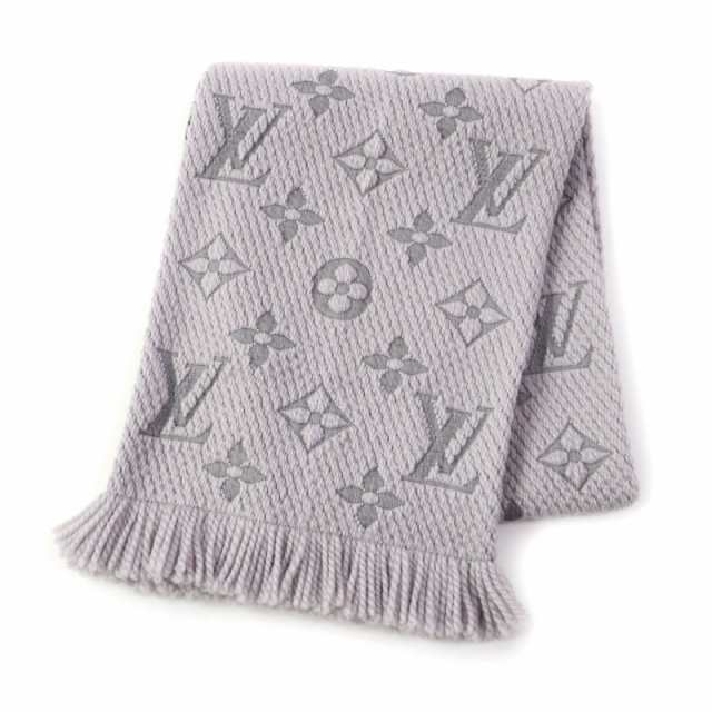 美品★LOUIS VUITTON ルイヴィトン 21年製 M74742 ロゴマニア シルク混 グリペルル モノグラム ニット マフラー 伊製 正規品 レディース