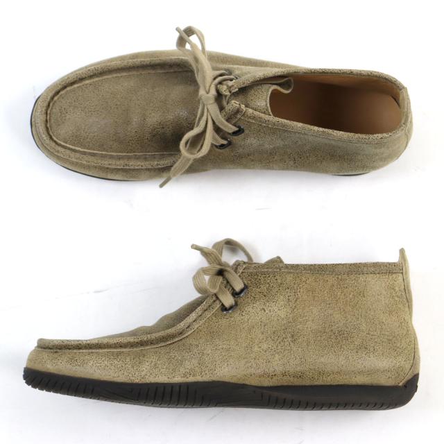 HERMES☆スエード ハイカットブーツ ベージュ 革イタリア製 エンブレム