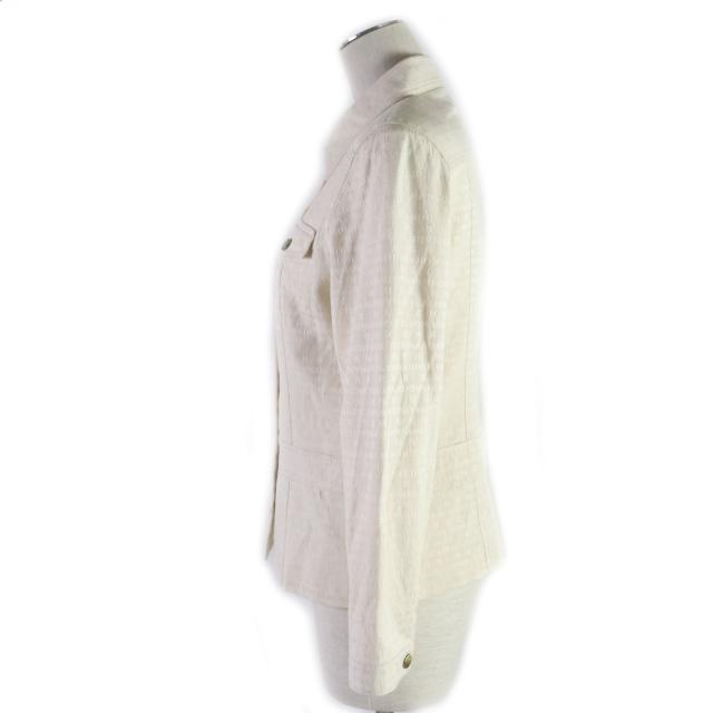 美品▽LEONARD レオナール シルク66% ロゴ総柄 ロゴ入りゴールドボタン