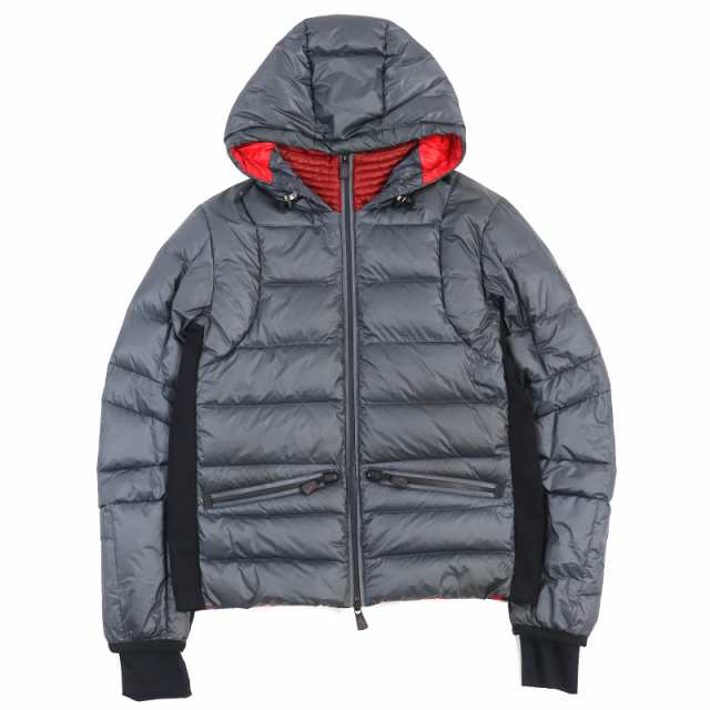 良品△MONCLER GRENOBLE モンクレールグルノーブル 18-19AW MOUTHE ロゴワッペン・フード付き WZIP ダウンジャケット グレー 3 メンズ