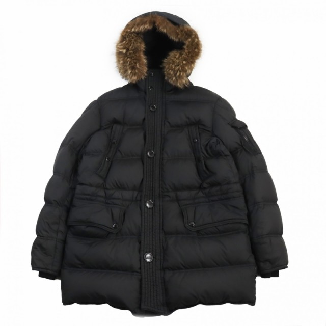 美品●MONCLER モンクレール AFFTON アフトン コヨーテファー付き ダブルジップ フーデッドダウンジャケット ブラック 2 正規品 メンズ