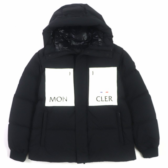 美品▼MONCLER モンクレール 21-22AW AMBOISE アンボイズ フード・ロゴワッペン付き WZIP ダウンジャケット ブラック 4 正規品 メンズ