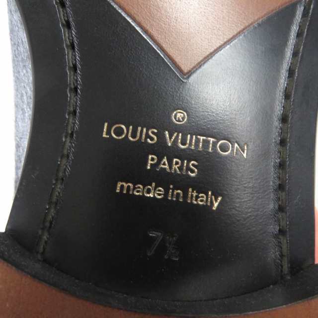 極美品□LOUIS VUITTON ルイヴィトン レザー ハラコファー サイドゴア チェルシーブーツ アンクルブーツ シルバー 7.5 メンズオススメ◎