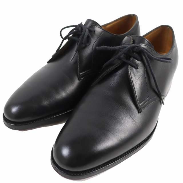 美品△John Lobb ジョンロブ PERRIER ペリエ プレーントゥ レースアップ レザーシューズ ブラック 5 袋付 イングランド製 メンズ