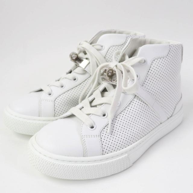 エルメス ホワイト レザー ハイカットスニーカー 【公式通販】