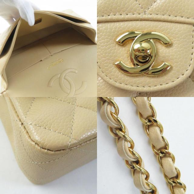 未使用品◎シャネル A01112 マトラッセ 25 ランダムシリアル キャビアスキン チェーン ショルダーバッグ ベージュ ゴールド金具 箱・袋付 未使用品◎シャネル A01112 マトラッセ 25 ランダムシリアル キャビア