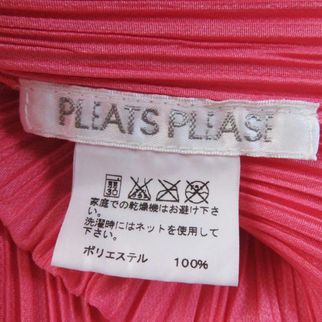 極美品◎プリーツプリーズ イッセイミヤケ PP91-JK573 モンステラパッチ フリンジ付 ノースリーブカットソー ピンク 3 正規品 レディース_6