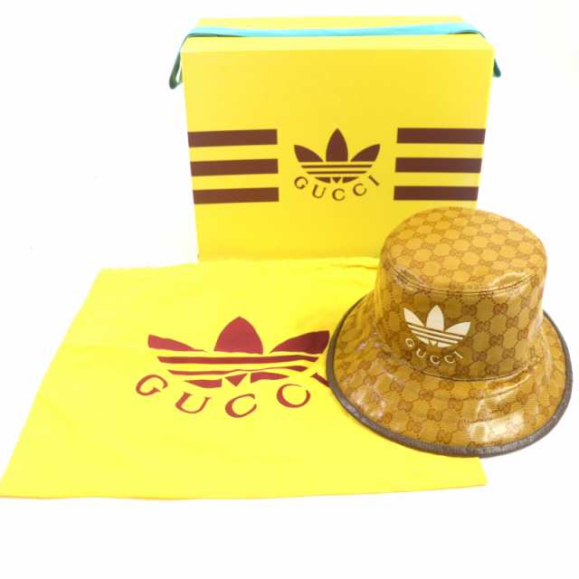 極美品▽GUCCI グッチ adidas アディダス 696484 GG柄 バケット
