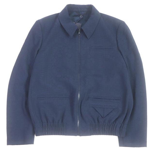 極美品□LOUIS VUITTON ルイヴィトン 22SS ウール モノグラム 総柄 裾リブ ブルゾンジャケット ネイビー 50 イタリア製 正規品 メンズ