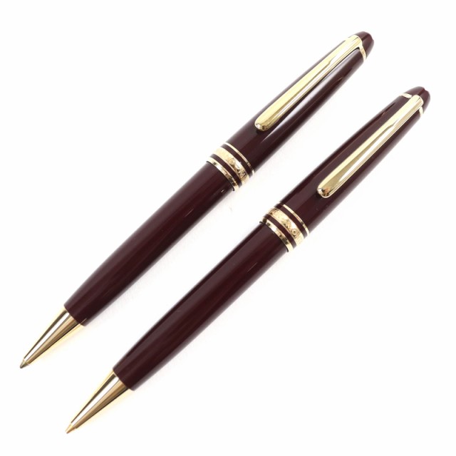 美品△MONTBLANC モンブラン マイスターシュテュック ボールペン シャープペンシル 2本セット ボルドー ゴールド ドイツ製 メンズ