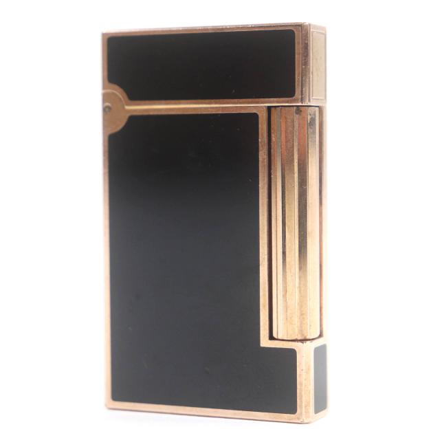 外装良品□Dupont デュポン ラインD ラッカー スクエア型 ローラー式 ガスライター ブラック ピンクゴールド フランス製 メンズ 着火不可の通販は