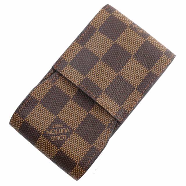 極美品△LOUIS VUITTON ルイヴィトン N63024 エテュイ ダミエキャンバス タバコケース シガレットケース ブラウン フランス製 メンズ