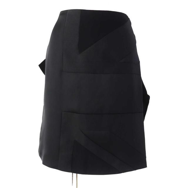 未使用品◎BURBERRY バーバリー 8046842 モヘア ヴァージンウール デザイン ZIP スカート ブラック 34 イタリア製 レディースの通販は