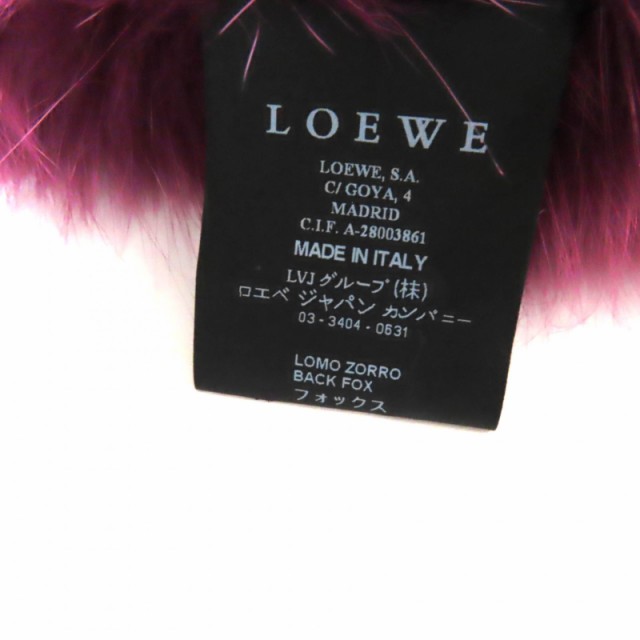 極美品★LOEWE ロエベ フォックス FOX 本毛皮ショール/ストール パープル 紫 イタリア製 正規品 レディース エレガント◎