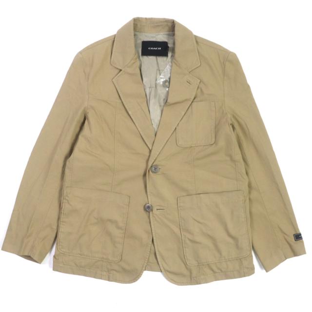 未使用品▼コーチ CS217 カジュアル ライトウェイト ブレザー ロゴ入ボタン シングルジャケット テーラードジャケット ベージュ M 正規品