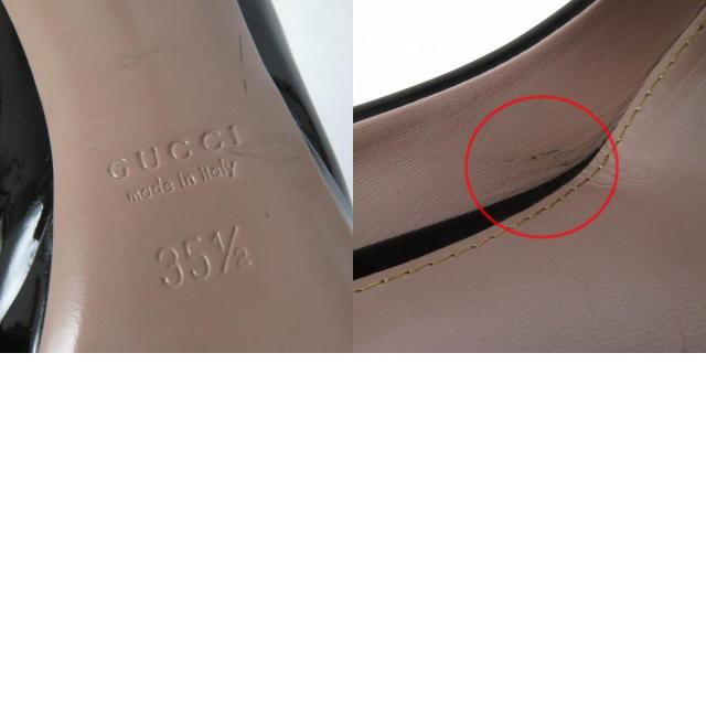 極美品☆GUCCI グッチ 309999 ラウンドトゥ パテントレザー パンプス
