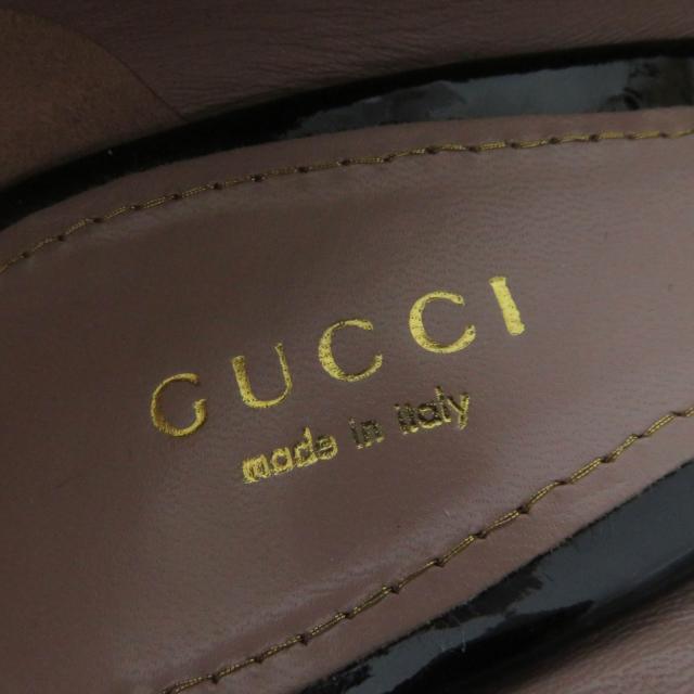 極美品☆GUCCI グッチ 309999 ラウンドトゥ パテントレザー パンプス