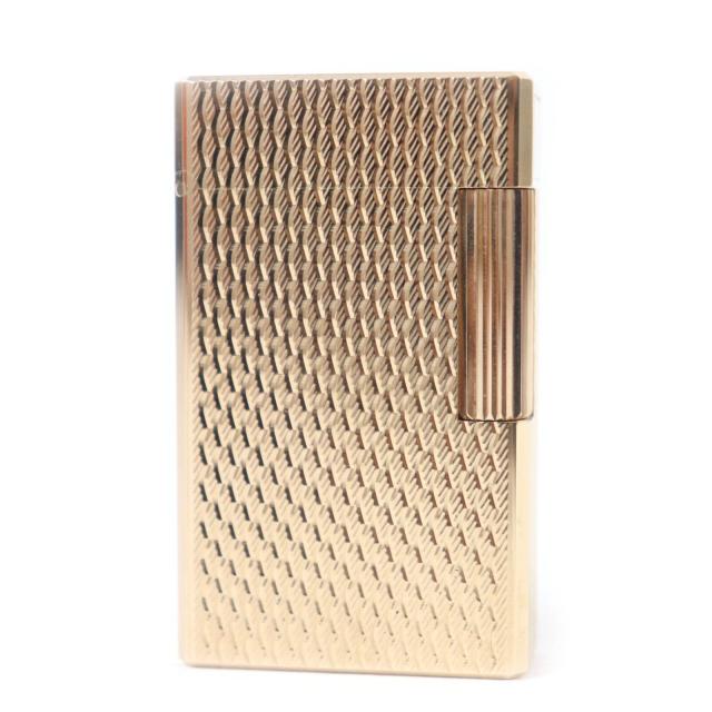 外装美品★Dupont デュポン ライン1 総柄 ロング スクエア型 ローラー式 ガス ライター ピンクゴールド ケース付き 仏製 メンズ 着火不可の通販は