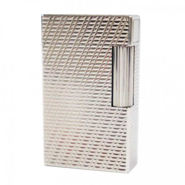 外装美品◎Dupont デュポン ライン1 ロング スクエア型 ローラー式 総柄 ガスライター シルバー 箱付き フランス製 メンズ 着火不可の通販は