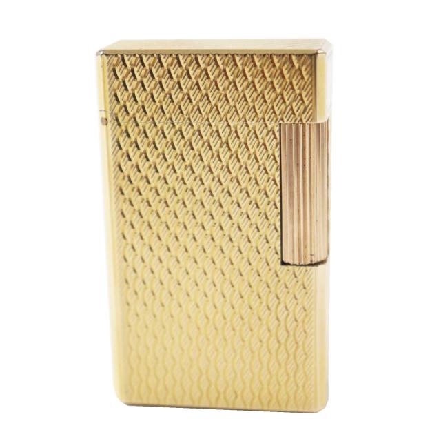 外装品◎Dupont デュポン ライン1 ロング ローラー式 スクエア型 ウェーブ柄 ガスライター ゴールド フランス製 メンズ 着火不可の通販は
