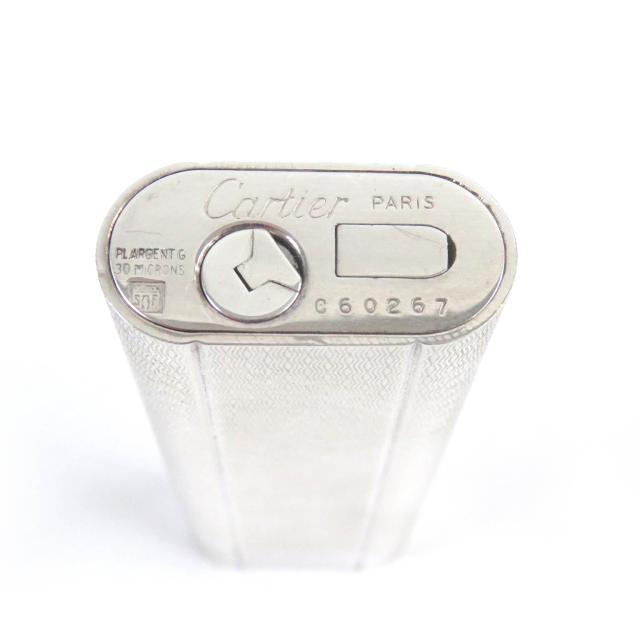 美品□Cartier カルティエ 総柄 オーバル ローラー式 喫煙具 ガス ライター シルバー ケース付き メンズ レディース 着火確認済みの通販は