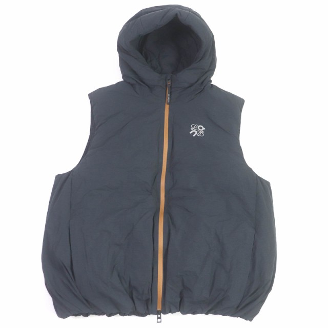 未使用品□LOEWE ロエベ Onコラボ 24SS H929Y02W21 Puffer Vest ダブルZIP フーデッド 中綿 パファーベスト ジレ ネイビー M 正規品