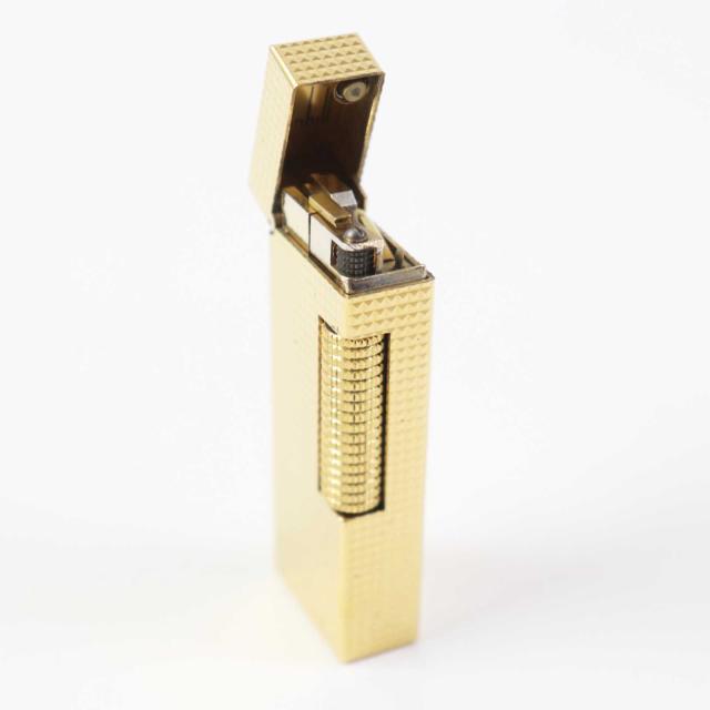 Dunhill ダンヒル スクエアフォルム ローラー式 ライター 外装良品◎Dunhill ダンヒル ローラー式 スクエア型 ダイヤ柄 ガス