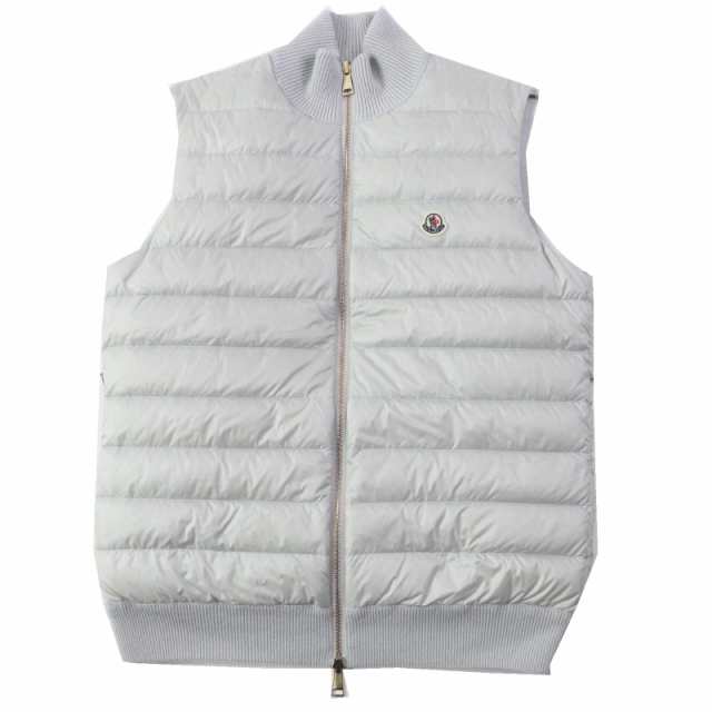 極美品◎MONCLER モンクレール 23年製 GILET ワッペン付き ウール カシミヤ混 リバーシブル ダウンベスト ライトグレー M 正規品 メンズ