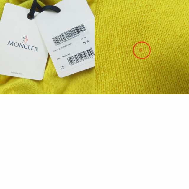 極美品☆MONCLER モンクレール MAGLIA カシミヤ100％ 半袖ニット トップス イエロー カーキ M 正規品 レディース