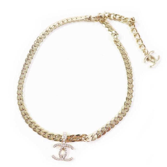 未使用品◎CHANEL シャネル ABD019 B24P ココマーク チェーン ネックレス ゴールド メタル ストラス 箱付き イタリア製 レディース