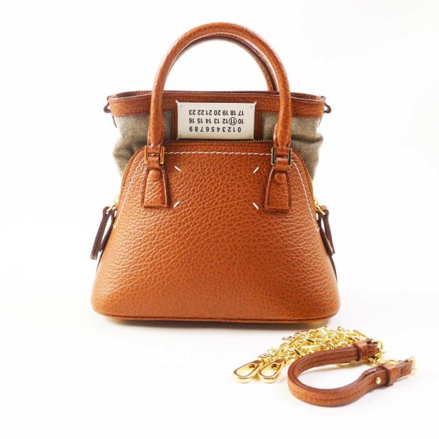 【美品】Maison Margiela 5AC マイクロ ブラウン メゾン マルジェラ Maison Margiela 5AC マイクロ ハンドバッグ