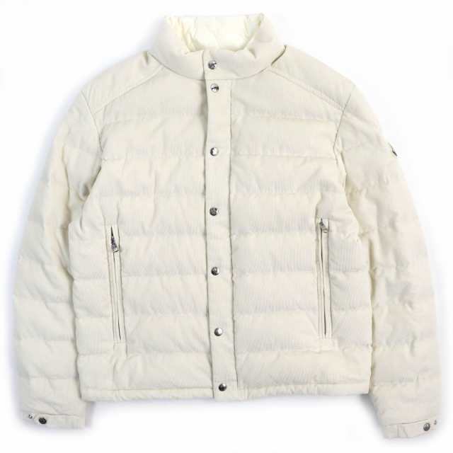 美品△MONCLER モンクレール 24SS ROCHEBRUNE コットン100％ ロゴワッペン コーデュロイ ダウンジャケット オフホワイト 3 正規品 メンズ