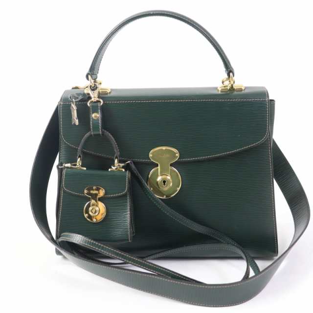 美品☆GOLD PFEIL ゴールドファイル ハンドメイド ミニバッグ付 2WAY レザー ショルダーバッグ ハンドバッグ グリーン レディースの通販は