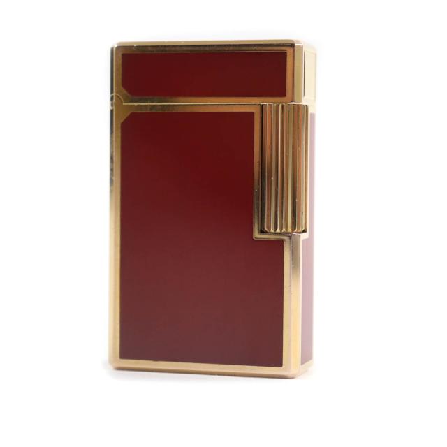外装良品★Dupont デュポン ライン1 ロング ラッカー ローラー式 ガス ライター レッド ゴールド フランス製 メンズ 着火不可