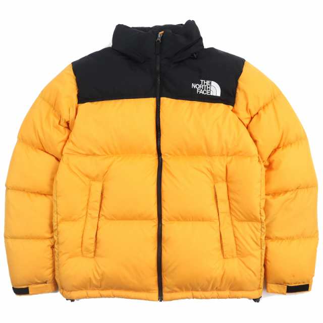 美品△THE NORTH FACE ザ・ノースフェイス ND91841 Nuptse Jacket ヌプシジャケット ダウンジャケット イエロー系 黒 XL 正規品 メンズ