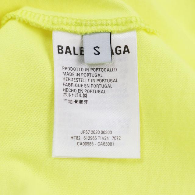 極美品●20SS BALENCIAGA バレンシアガ 612965 Crew Tee プリント入り クルーネック 半袖Ｔシャツ カットソー イエロー S 正規品 メンズ_4