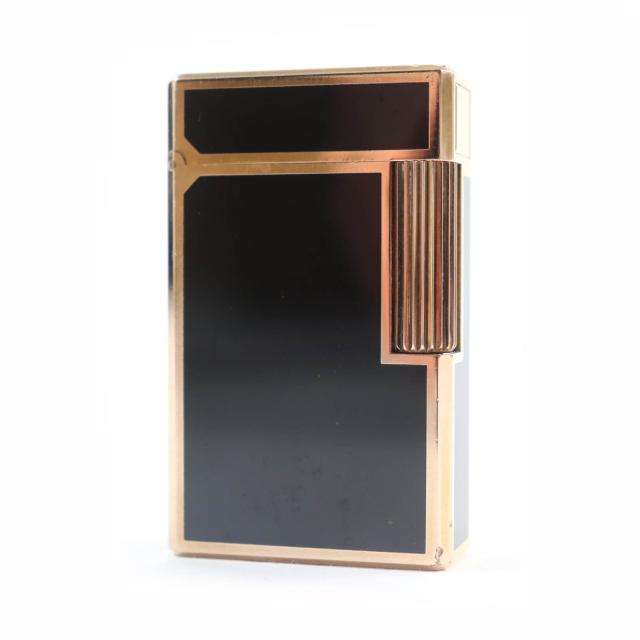 外装良品★Dupont デュポン ライン1 ラッカー ロング ローラー式 ガス ライター ブラック ゴールド フランス製 メンズ 着火不可の通販は