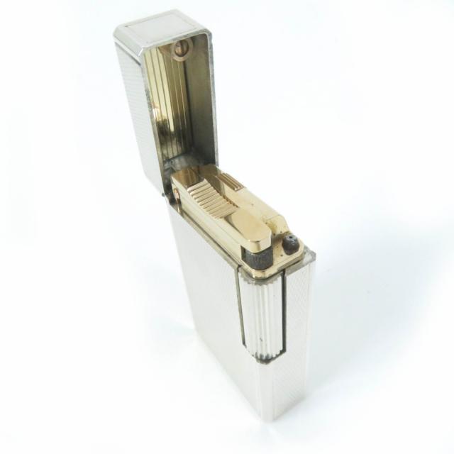 外装美品☆Dupont デュポン ライン1 ロング 総柄 スクエア ローラー式 ガス ライター シルバー フランス製 メンズ 着火不可_4