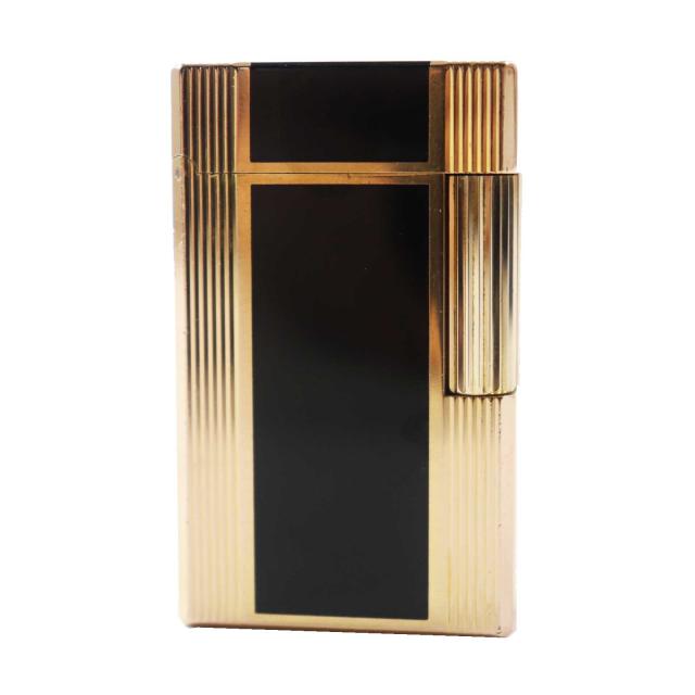 外装良品◎Dupont デュポン ライン1 ロング ローラー式 喫煙具 ラッカー ガスライター ブラック ゴールド フランス製 メンズ 着火不可の通販は