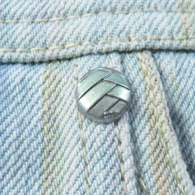 極美品◎CHANEL シャネル P58766 コットン ストライプ柄 裾カットオフ デニムスカート ライトブルー 34 イタリア製 正規品 レディース_5
