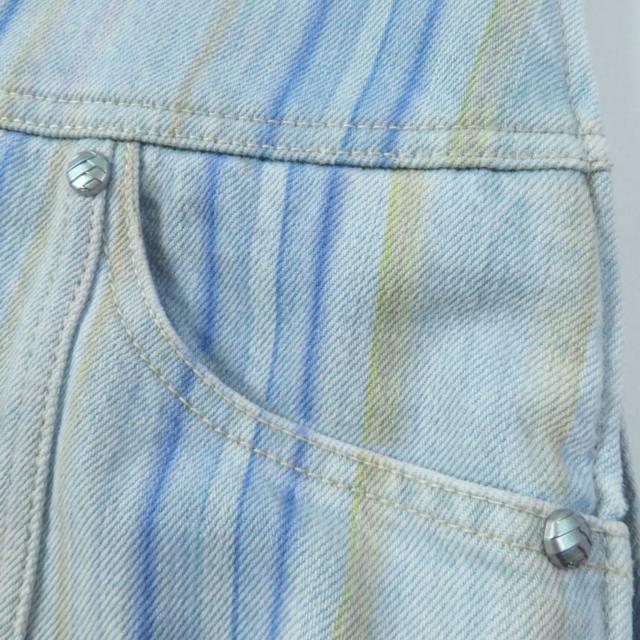 極美品◎CHANEL シャネル P58766 コットン ストライプ柄 裾カットオフ デニムスカート ライトブルー 34 イタリア製 正規品 レディース_6
