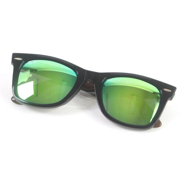 レイバン ウェイファーラー ブラック ダークグリーン サングラス 61223 未使用品□Ray-Ban レイバン RB2140-F WAYFARER ウェイ