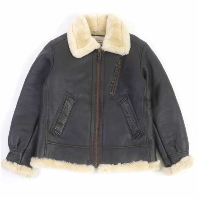 極美品□AVIREX アヴィレックス 6161090 B-3 MOUTON BOMBER JACKET ラムレザー ムートン ボンバージャケット ダークブラウン L 正規品