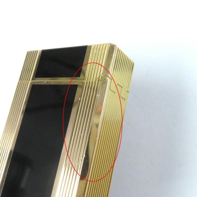 外装良品★Dupont デュポン ライン1 ロング ラッカー ローラー式 ガス ライター ゴールド ブラック フランス製 メンズ 着火不可_5