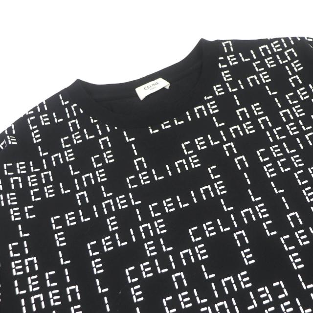 極美品□CELINE セリーヌ 22AW 2X651637O コットン デジタルロゴプリント クルーネック ルーズ 半袖Ｔシャツ 黒 M イタリア製 正規品_1